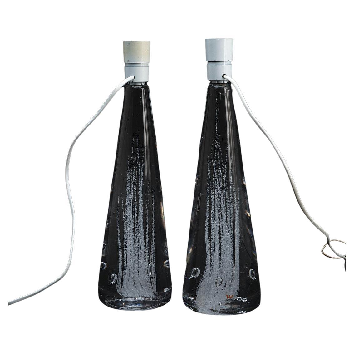 2 lampes de table en verre signées Vicke Linstrand pour Kosta Suède, 1960 en vente