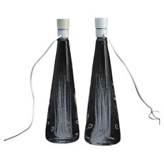 Vicke Linstrand 2 glass table lamps for Kosta Sweden 1960 Signed
