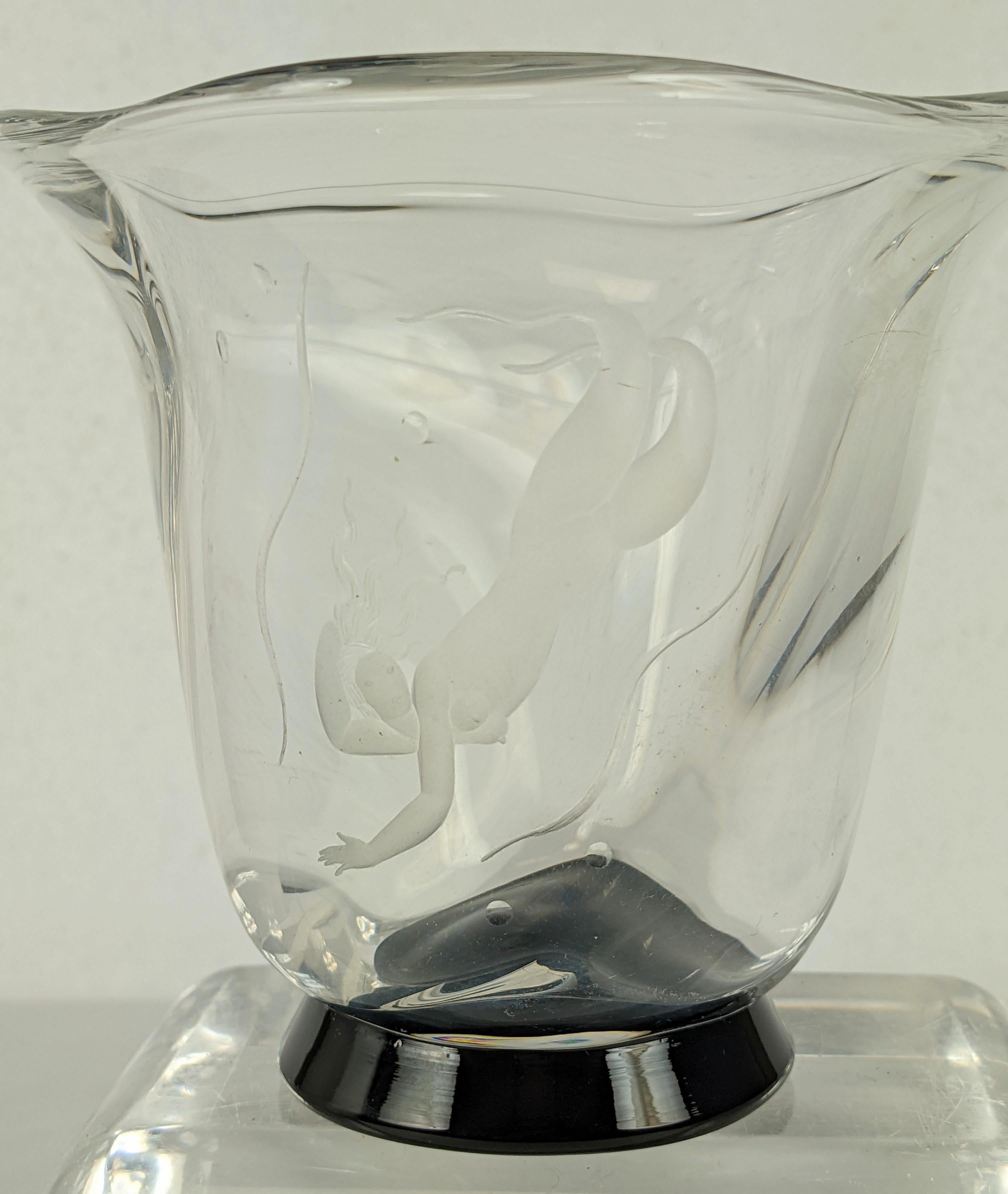 Swedish Vicke Linstrand Art Deco Mermaid Vase, Orrefors  For Sale