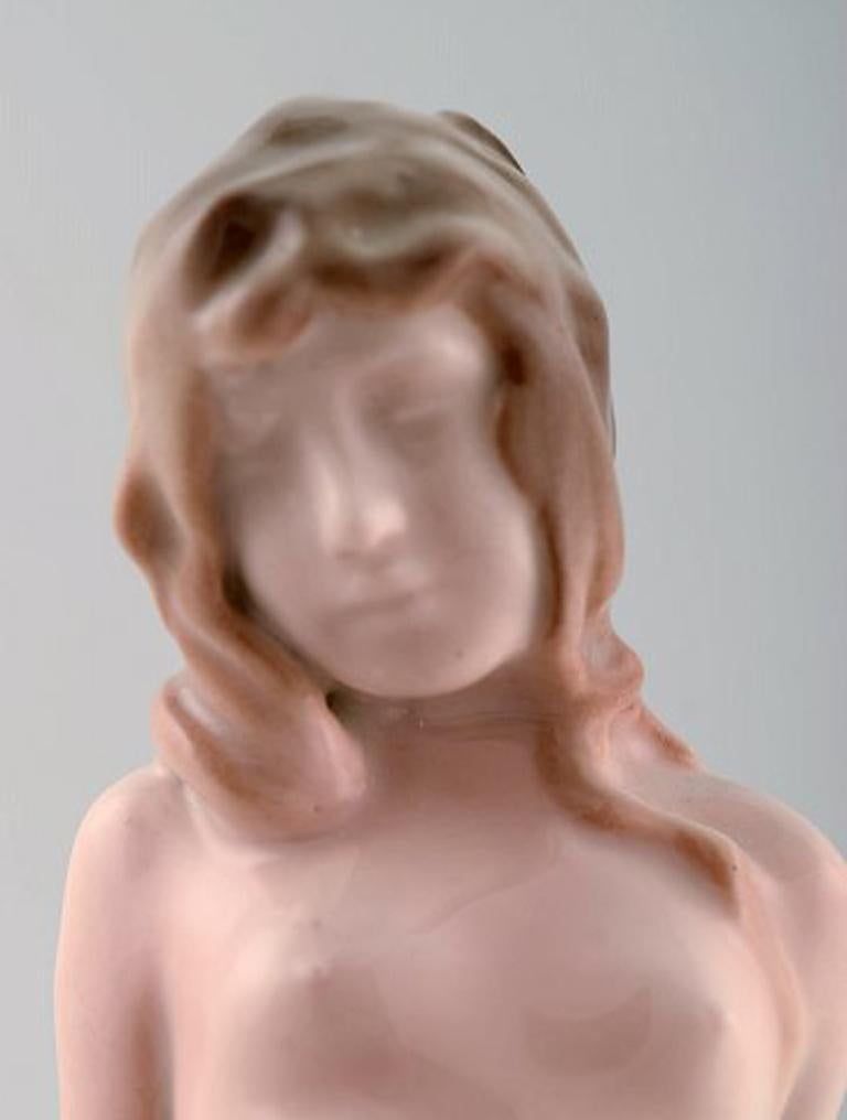 Vicken Von Post, Rörstrand, Rare Art Deco Figure in Porcelain, Young Nude Woman In Excellent Condition For Sale In Copenhagen, DK