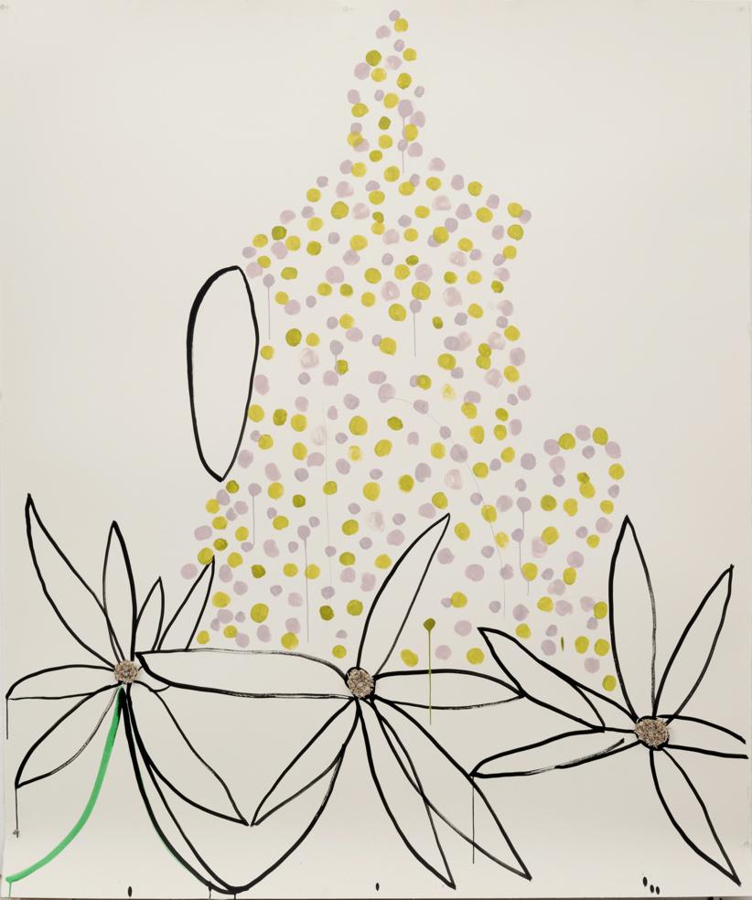 Vicki Sher Abstract Painting - Dots and Flowers