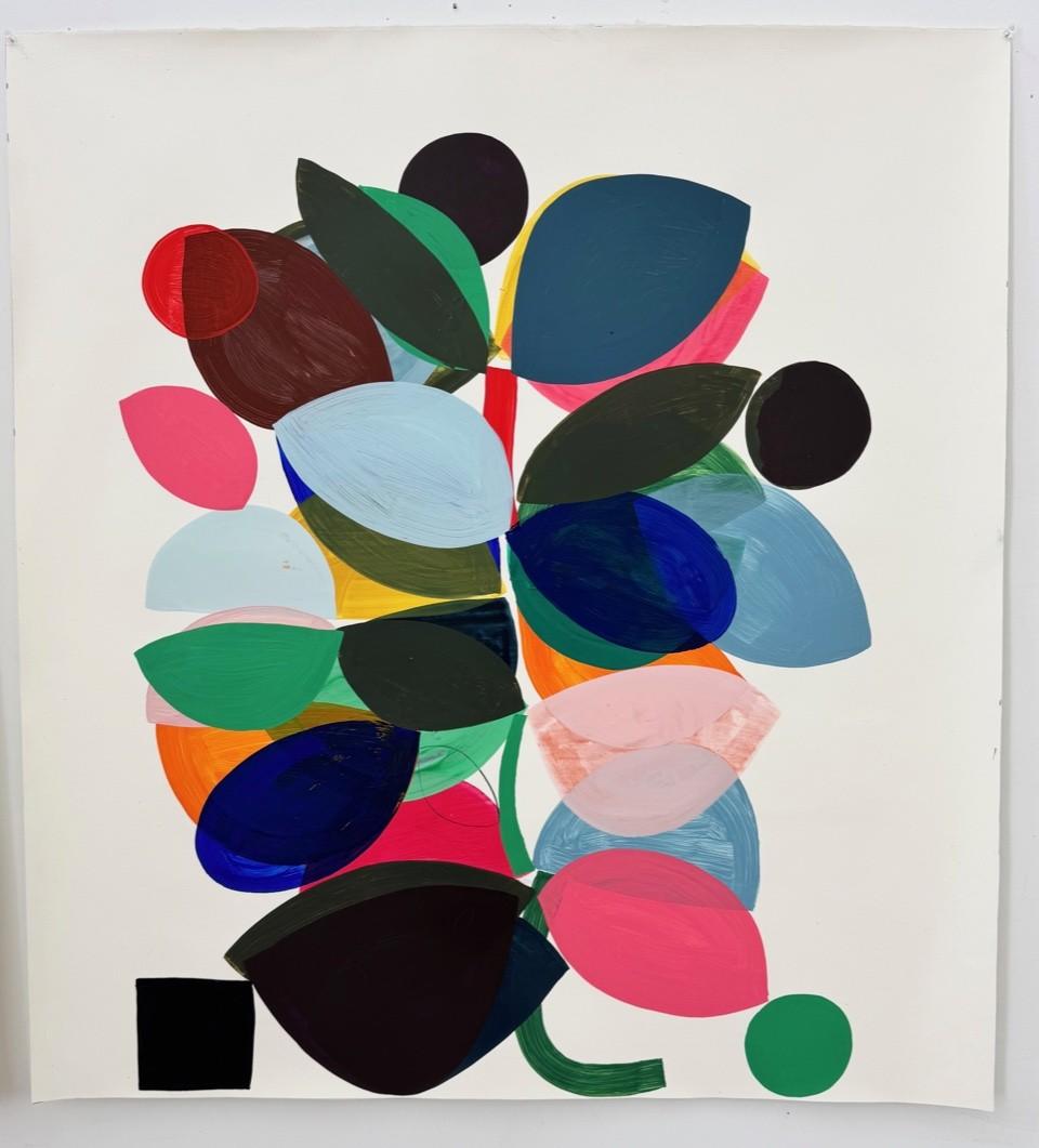 Vicki Sher Figurative Painting - Floral Black Square