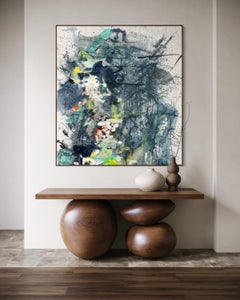 Contemporary Abstract Painting in Blue, Gray and Green Tones by Vicky Barranguet