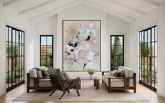 Abstract Acrylic Painting by Vicky Barranguet – Blush Ivory Black
