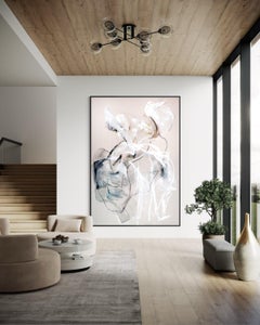 Large Abstract Acrylic Painting by Vicky Barranguet – Ivory & Black