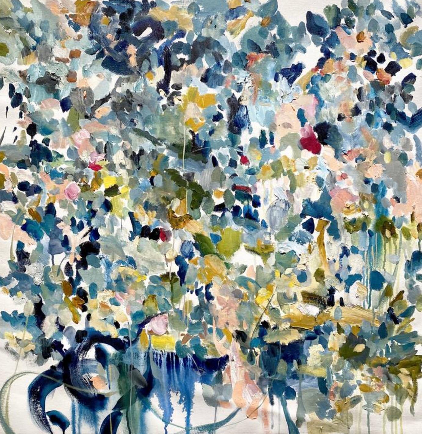 Echoes VIII by Vicky Barranguet, Abstract Painting in Blues and Greens, 2020