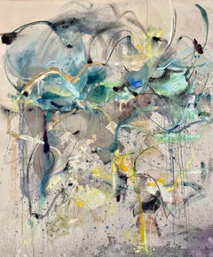 Listen Carefully by Vicky Barranguet, Abstract Painting in Blue Tones, 2020