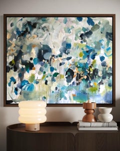 Pittura astratta con strati di blu, verde e avorio Vicky Barranguet