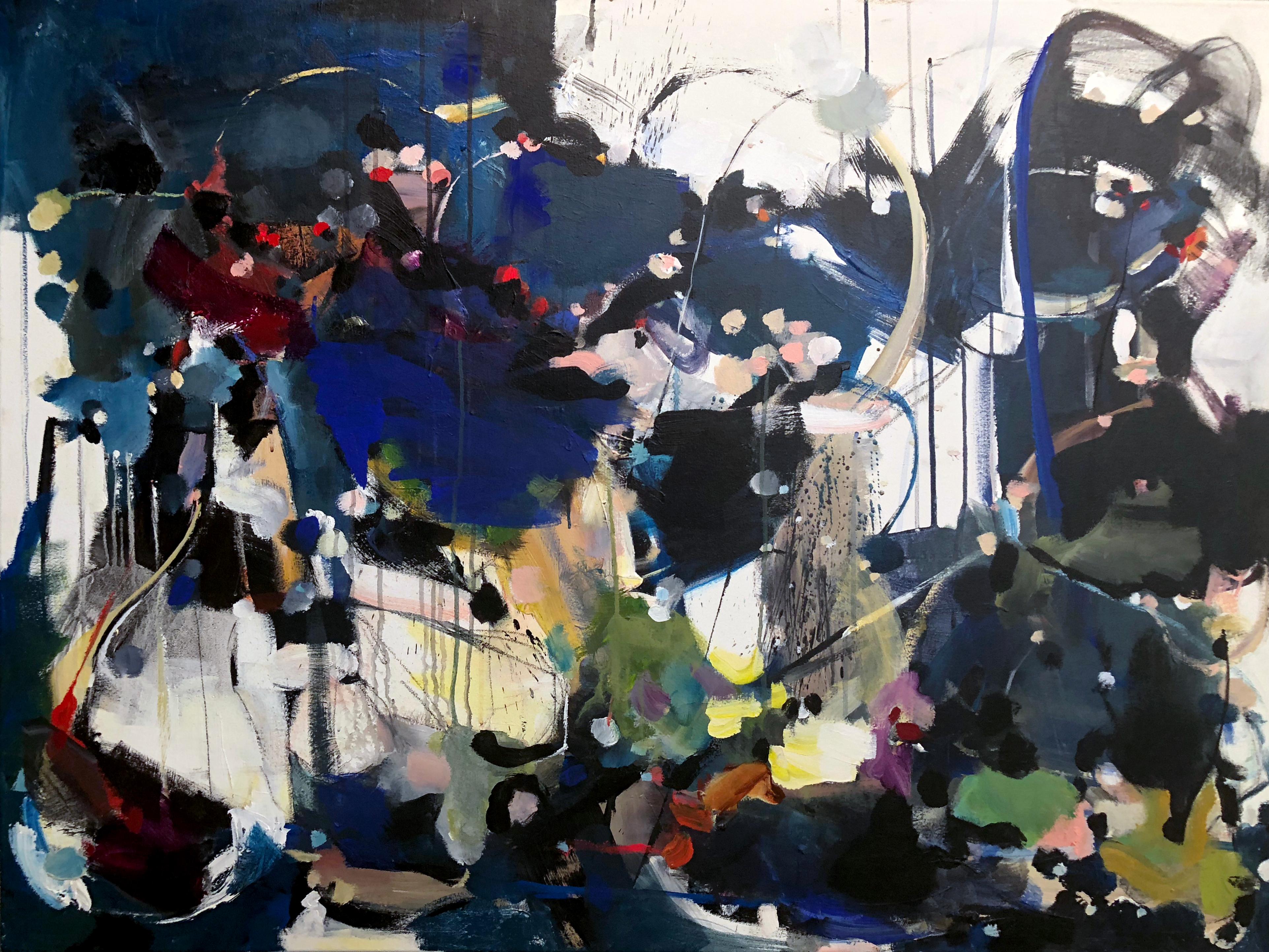 Abstract Painting Vicky Barranguet - Cœurs bleus 