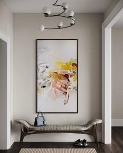 Contemporary Large Abstract Painting Soft in Neutral and Blush Tones