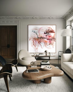 Cuadro abstracto grande en tonos rubor, rosa y tierra de Vicky Barranguet