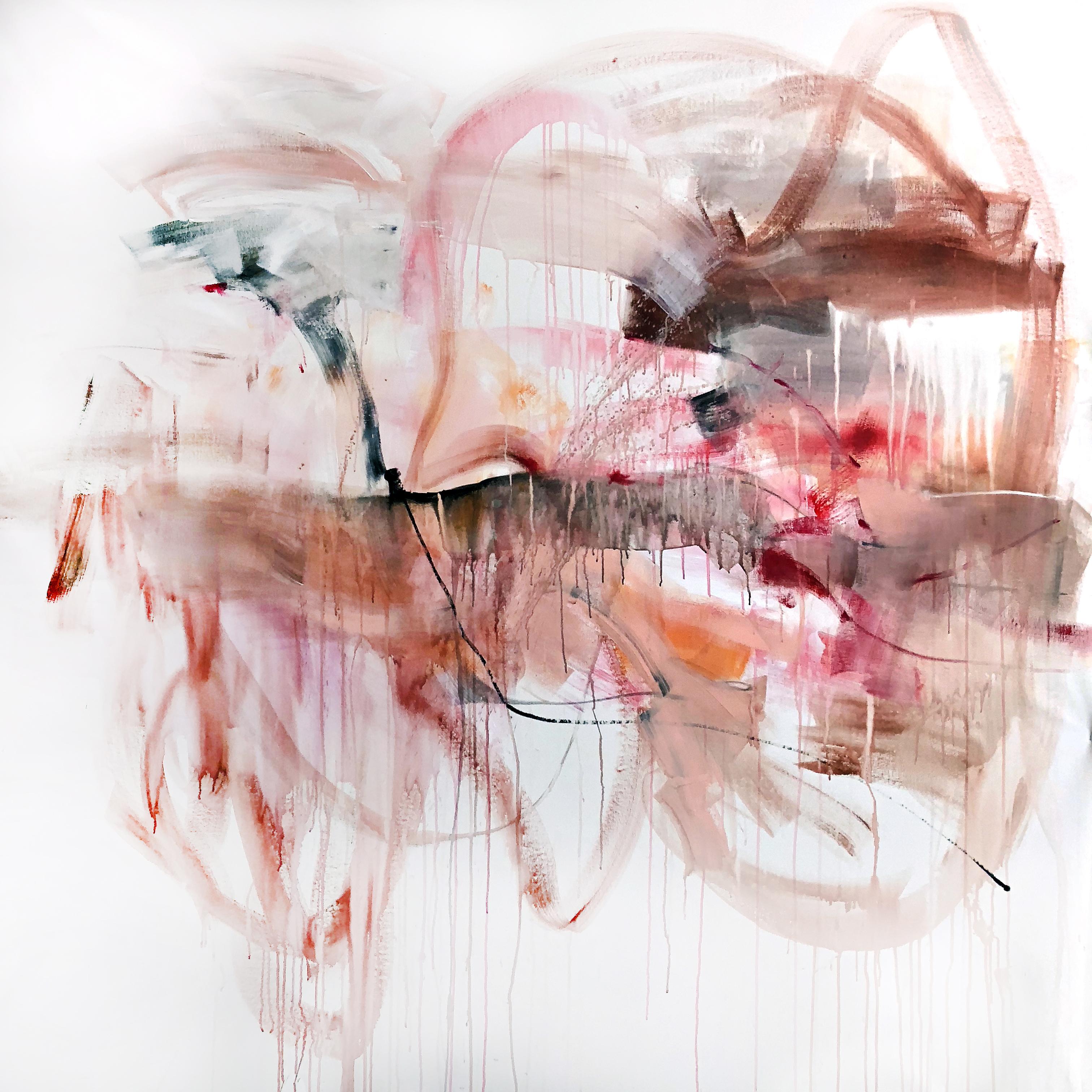 „Dream Sketches“ von Vicky Barranguet – Großformatiges abstraktes Gemälde in Erdtönen, 2018