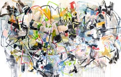 Large Contemporary Abstract Expressionist Painting with Multicolor and Black