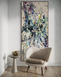 Large Contemporary Abstract Painting in Blue and Green Tones by Vicky Barranguet