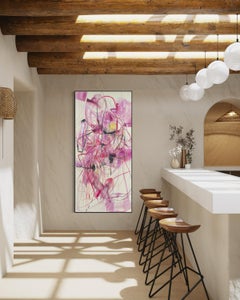Pink Abstract Expressionist Painting with Gestural Lines – Vicky Barranguet