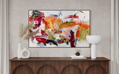 Vicky Barranguet Abstract Expressionist Painting Red Orange Gestural Composition