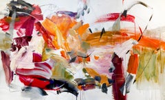 Vicky Barranguet Abstract Expressionist Painting Red Orange Gestural Composition
