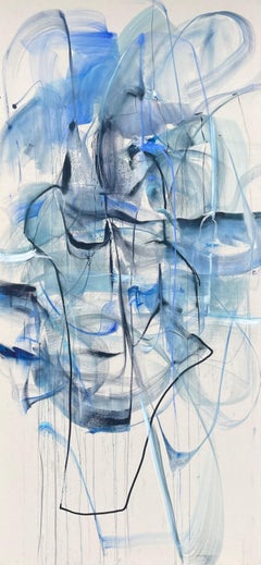 « Portal A35 » de Vicky Barranguet – Peinture abstraite bleue, expressionniste, acrylique, 2020