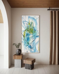 Vicky Barranguet Blue and Green Abstract Painting with Expressive Gestural Brush