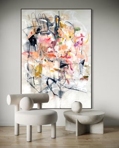 Vicky Barranguet Contemporary Large Abstract Painting Pink Neutral Gestural