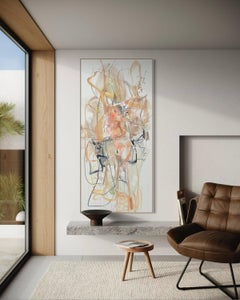 Vicky Barranguet Large Abstract Expressionist Painting in Peach Neutral Tones