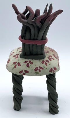 American Contemporary Painted Ceramic Fantasy Chair by Vicky Choke, Ca. 1990