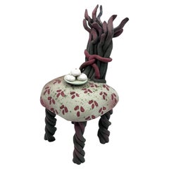 American Contemporary Painted Ceramic Fantasy Chair by Vicky Choke, Ca. 1990