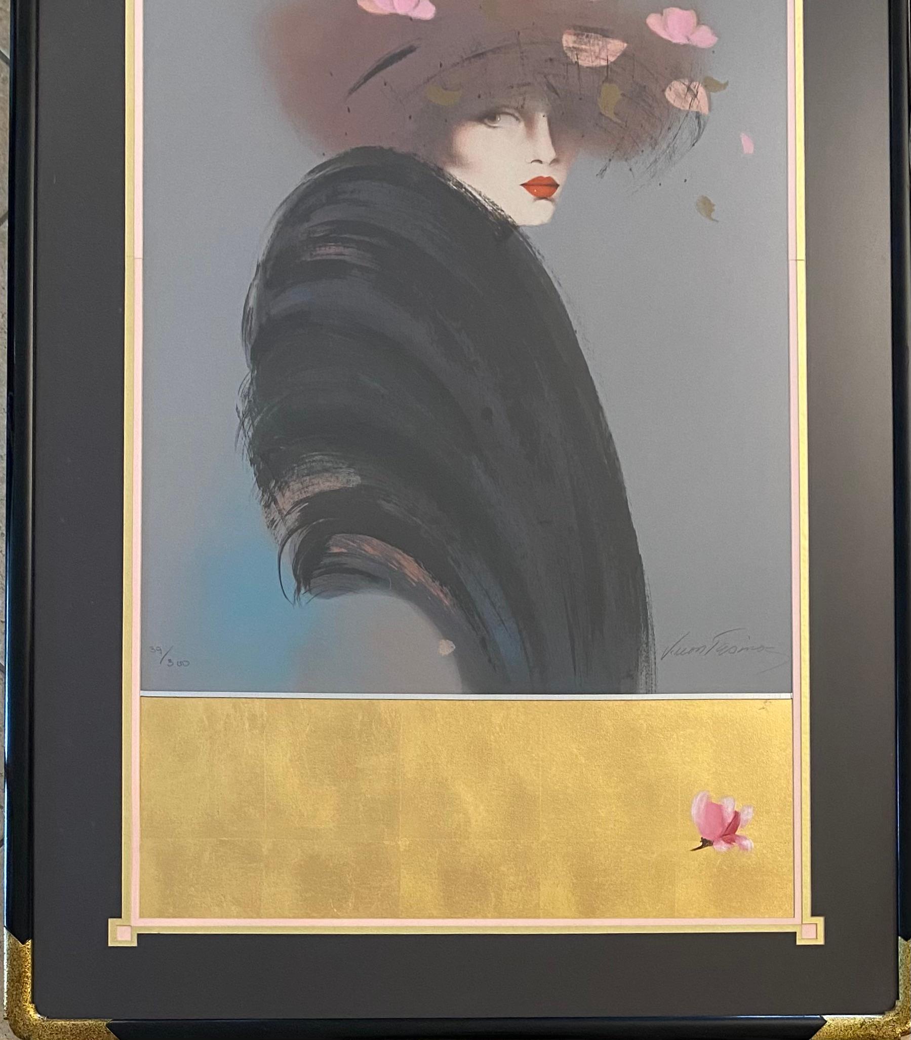 Doré Sérigraphie en couleur de style Art Déco signée Vicky Montesinos, édition limitée en vente