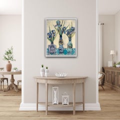 Cool Blues, Vicky Oldfield, Arte Brillante, Impresión Azul, Impresión Original, Acabado a mano