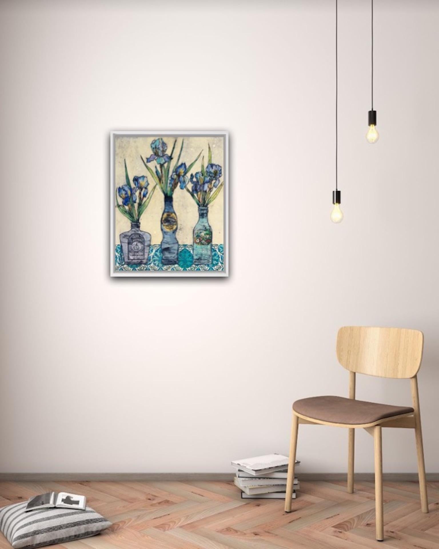 Cool Blues, Vicky Oldfield, Arte Brillante, Impresión Azul, Impresión Original, Acabado a mano en venta 2