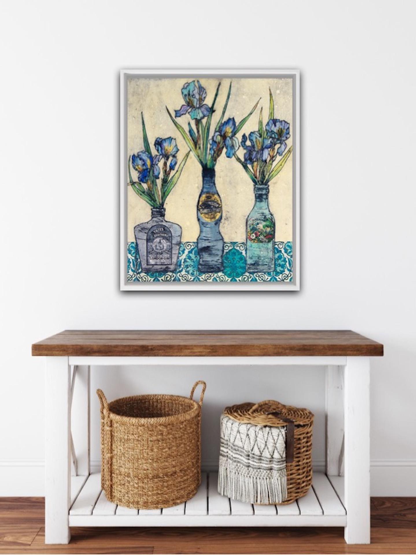 Cool Blues, Vicky Oldfield, Arte Brillante, Impresión Azul, Impresión Original, Acabado a mano en venta 3