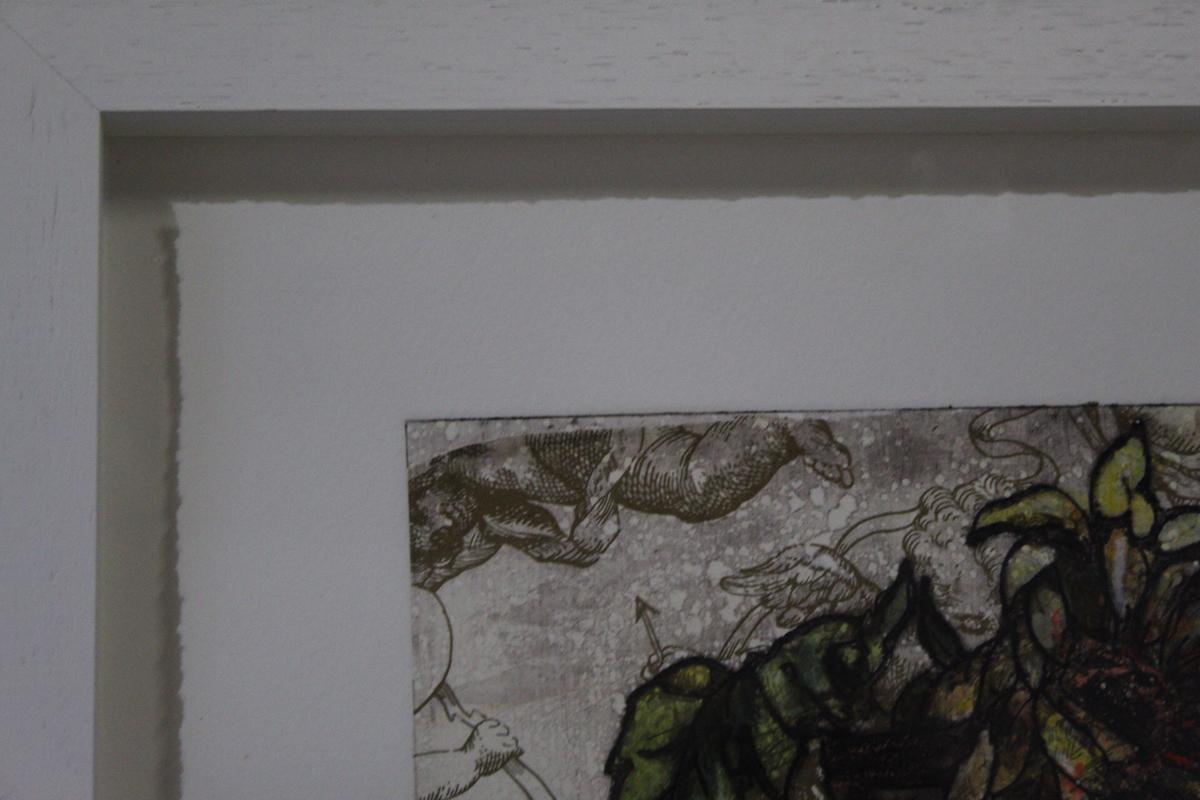 A Little Ledge, Vicky Oldfield, Naturaleza Muerta, Collagraph Print, Arte Floral en venta 10