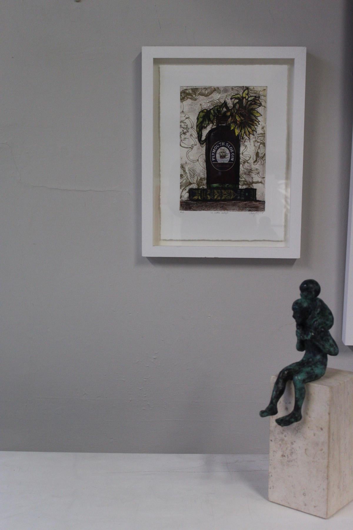 A Little Ledge, Vicky Oldfield, Naturaleza Muerta, Collagraph Print, Arte Floral en venta 2