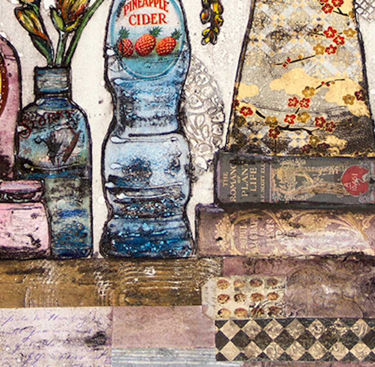 A long romance est une édition limitée d'une collographie unique colorée à la main de l'artiste Vicky Oldfield. L'artiste est réputée pour ses tableaux distinctifs ; les sujets sont l'histoire de sa fascination pour la vie, qu'il s'agisse d'une