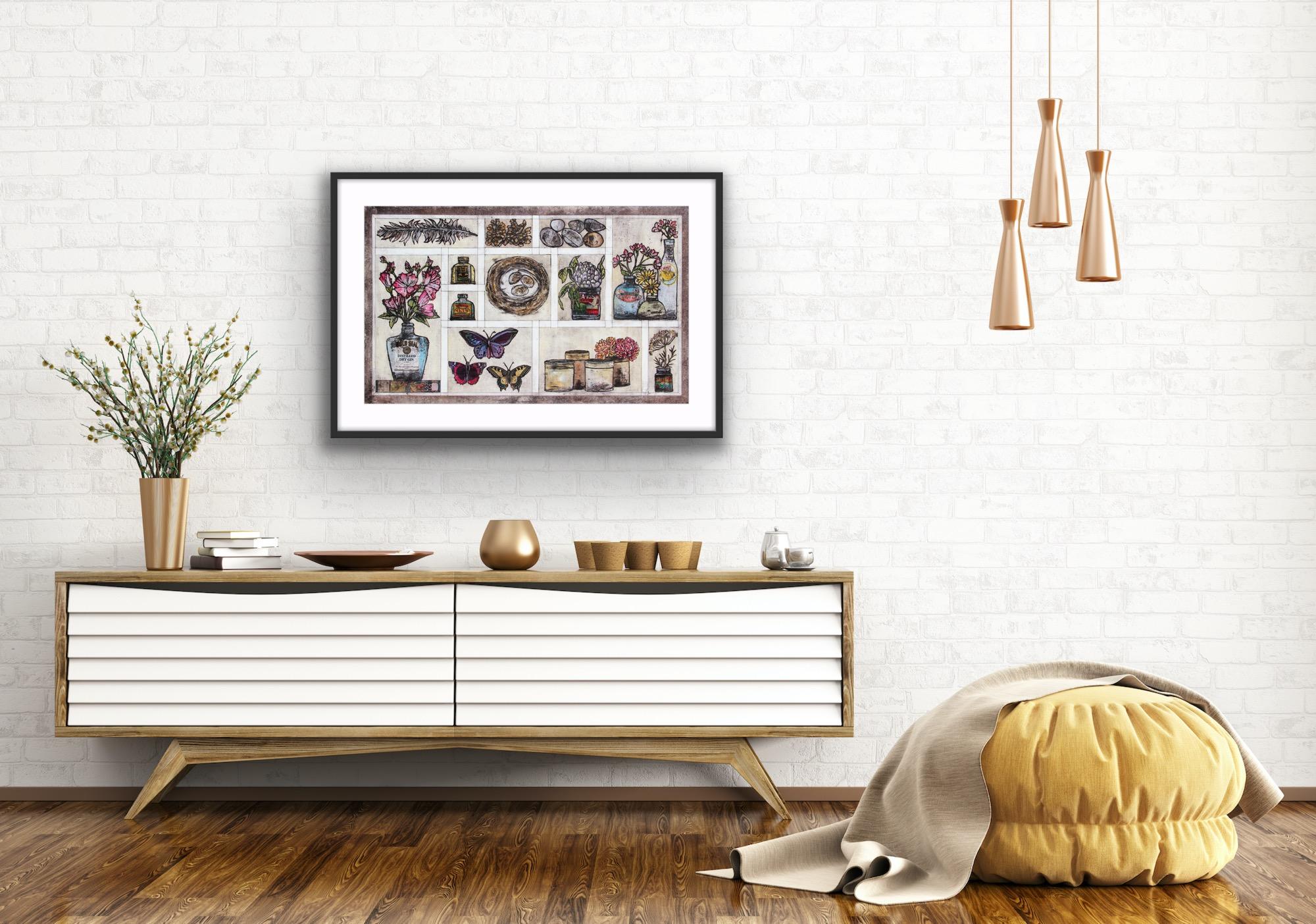 Colección Otoño, Impresión artística en edición limitada, Floral, Flores en macetas, Paisaje - Print de Vicky Oldfield