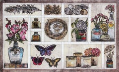 Collezione autunno, Stampa d'arte in edizione limitata, Floreale, Fiori in vaso, Paesaggio