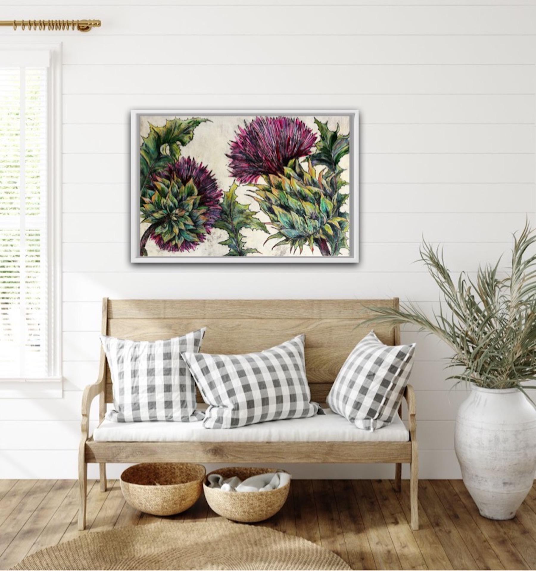 Cardoon, still life, nature, flower, limited edition print - Brown Still-Life Print by Vicky Oldfield