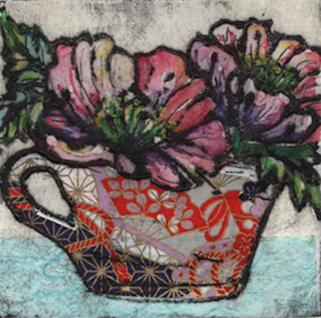 Vicky Oldfield Still-Life Print - Day Dreaming, Limited Edition Print, Collograph Print, Chine Colle