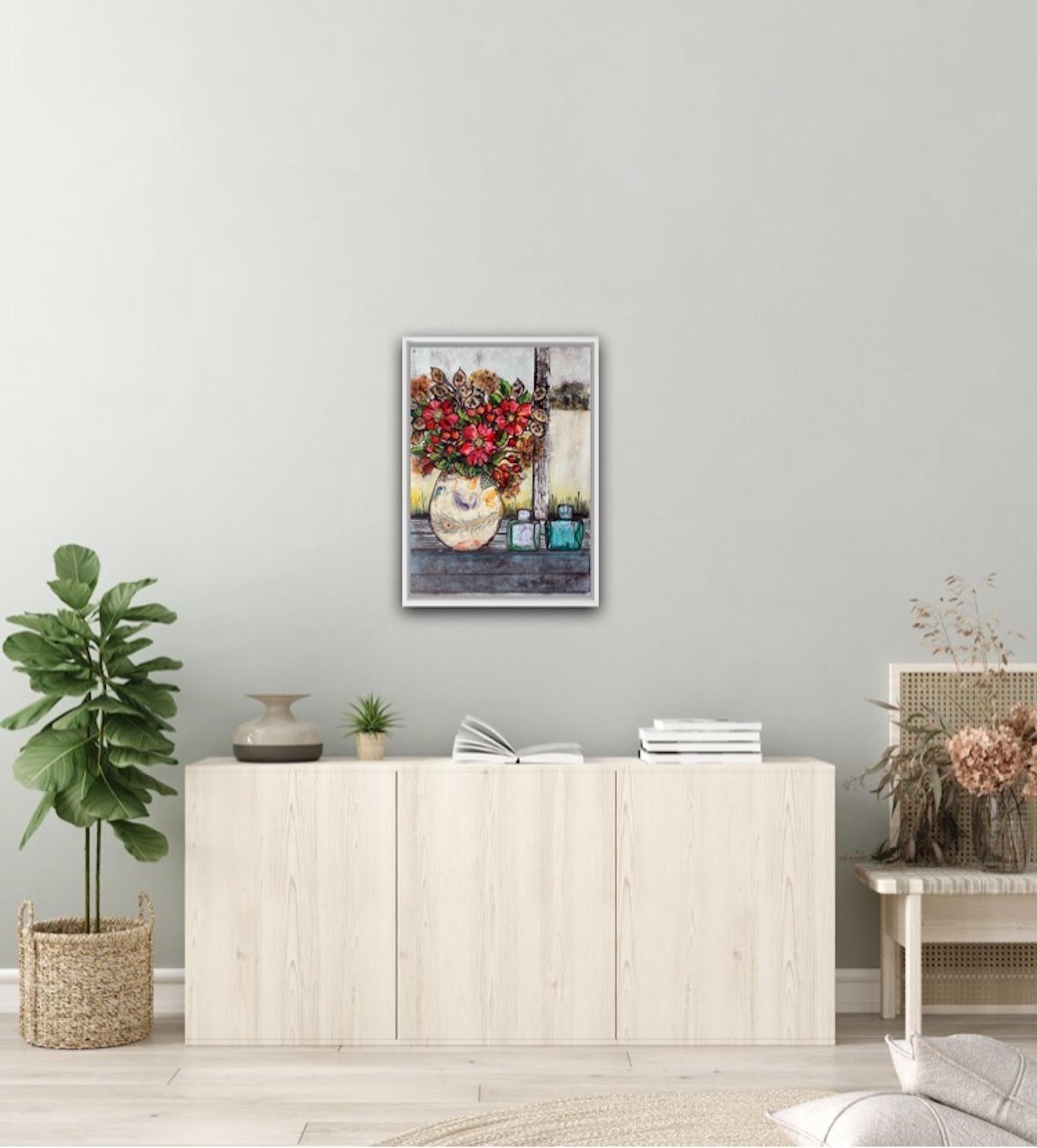 Golden Days BY VICKY OLDFIELD, Bodegones, Arte floral contemporáneo - Print de Vicky Oldfield