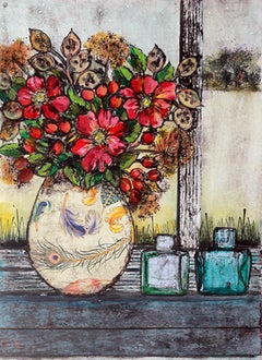 Golden Days BY VICKY OLDFIELD, Bodegones, Arte floral contemporáneo