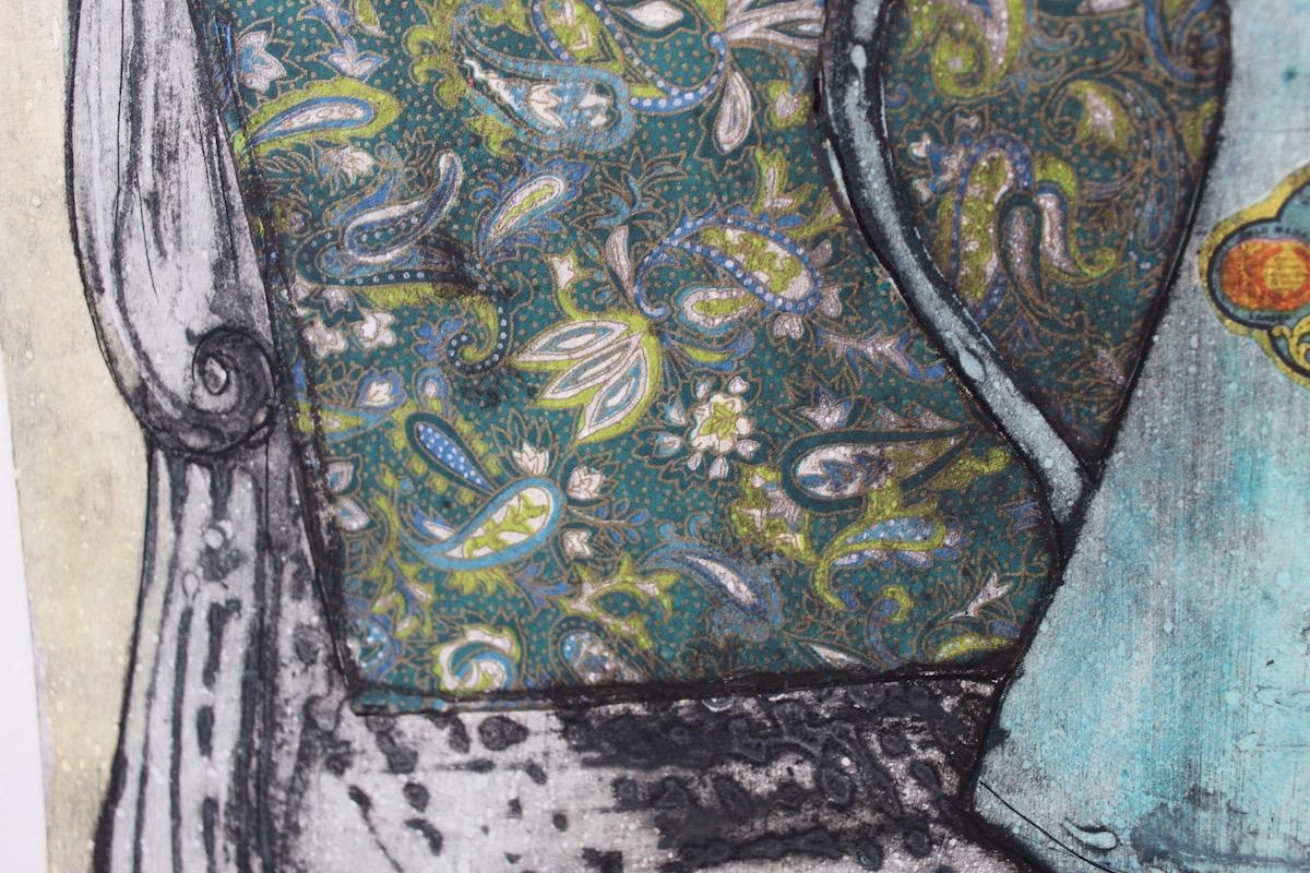 Jug of Tulips, Vicky Oldfield, Limited edition print, Handmade Collagraph print For Sale 3