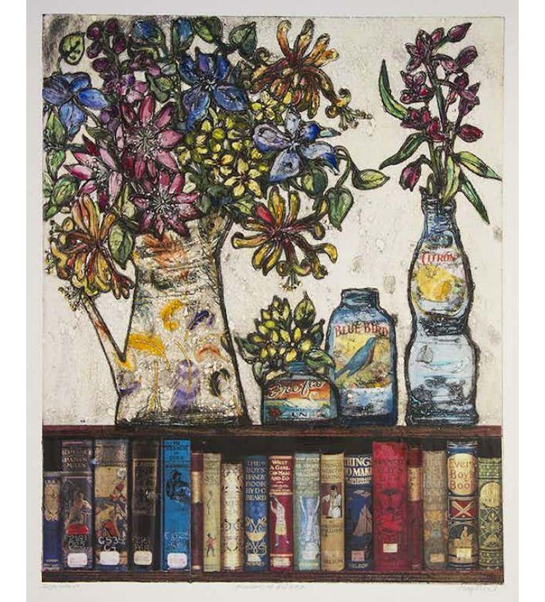 Vicky Oldfield Still-Life Print – Momente der Reflexion, Kunstdruck, Blumen, Stillleben