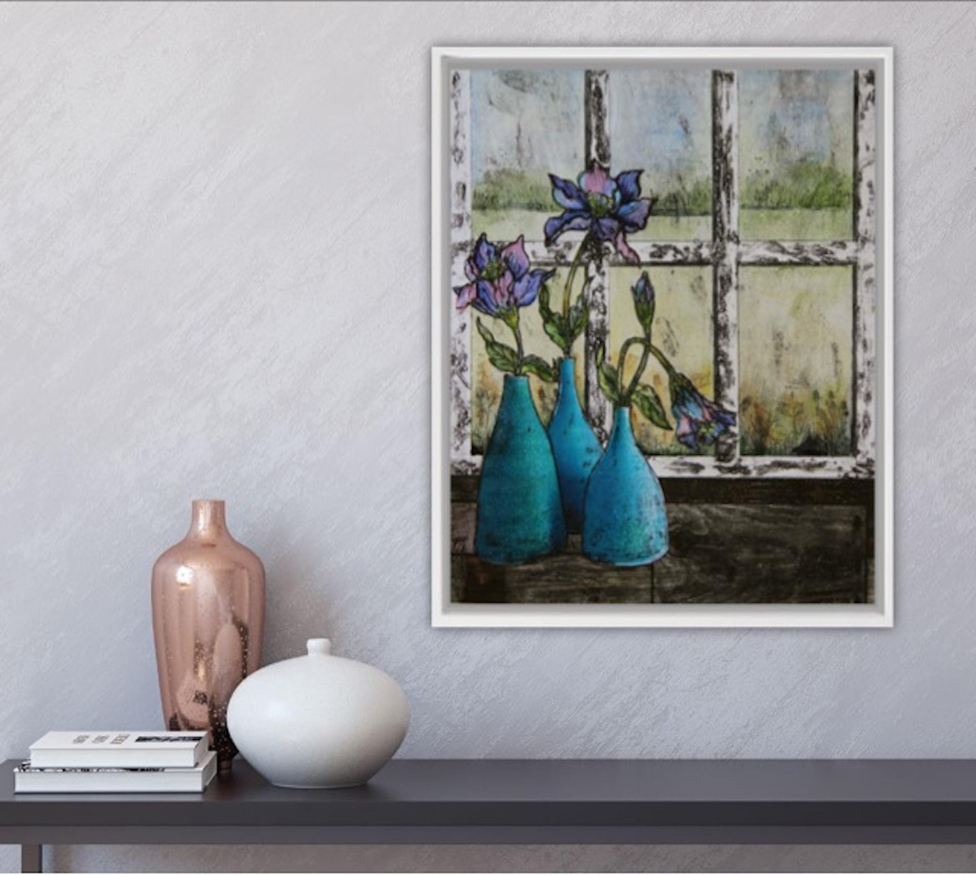 On my Windowsill BY VICKY OLDFIELD, Flower Art, Bright Art, Still Life Print 4
