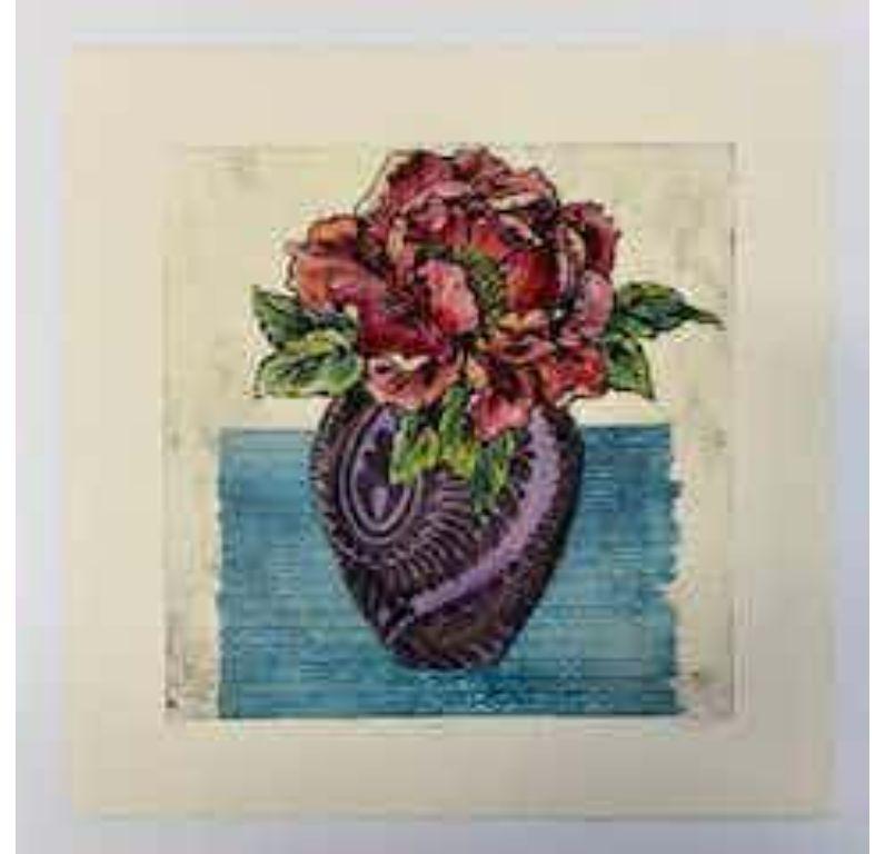 Peonia a mano, Stampa d'arte, Floreale, Natura morta, Fiore - Print Contemporaneo di Vicky Oldfield