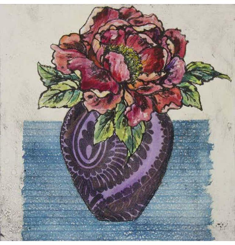 Vicky Oldfield Still-Life Print – Peony Hand, Kunstdruck, Blumendruck, Stillleben, Blume