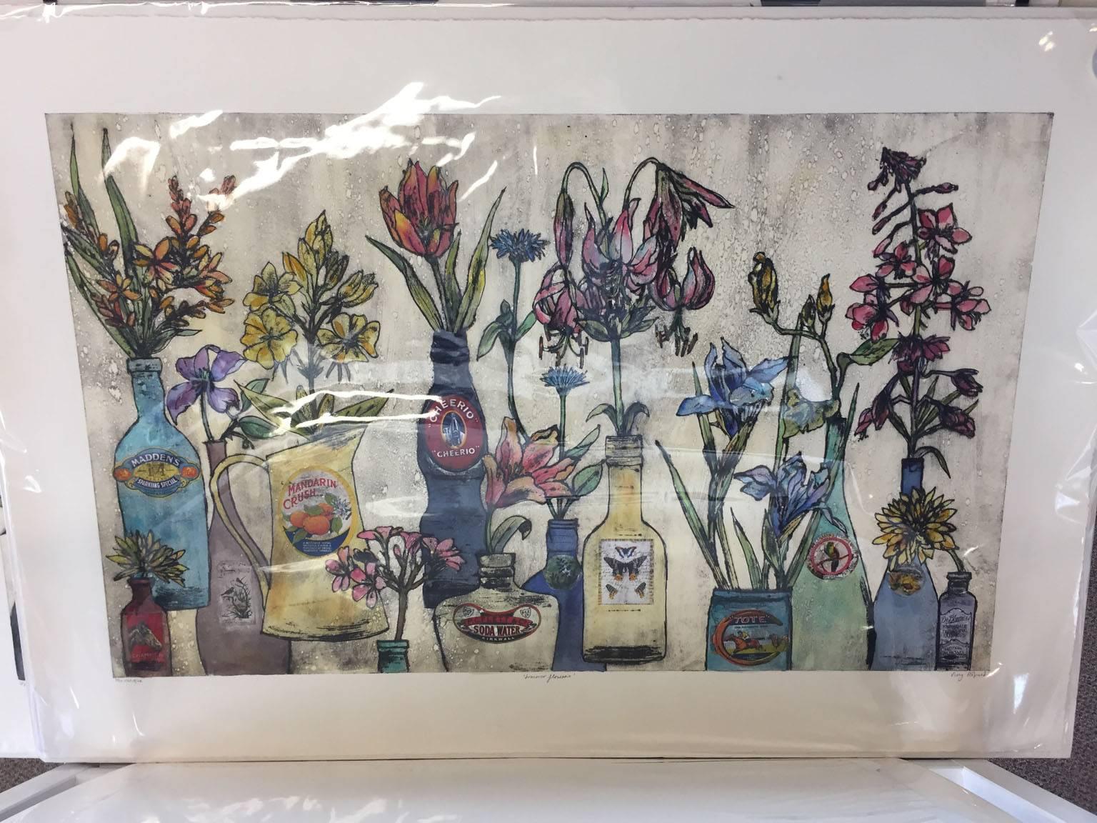 Flores de verano, naturaleza muerta, arte floral, impresión de edición limitada, Vicky Oldfield en venta 1
