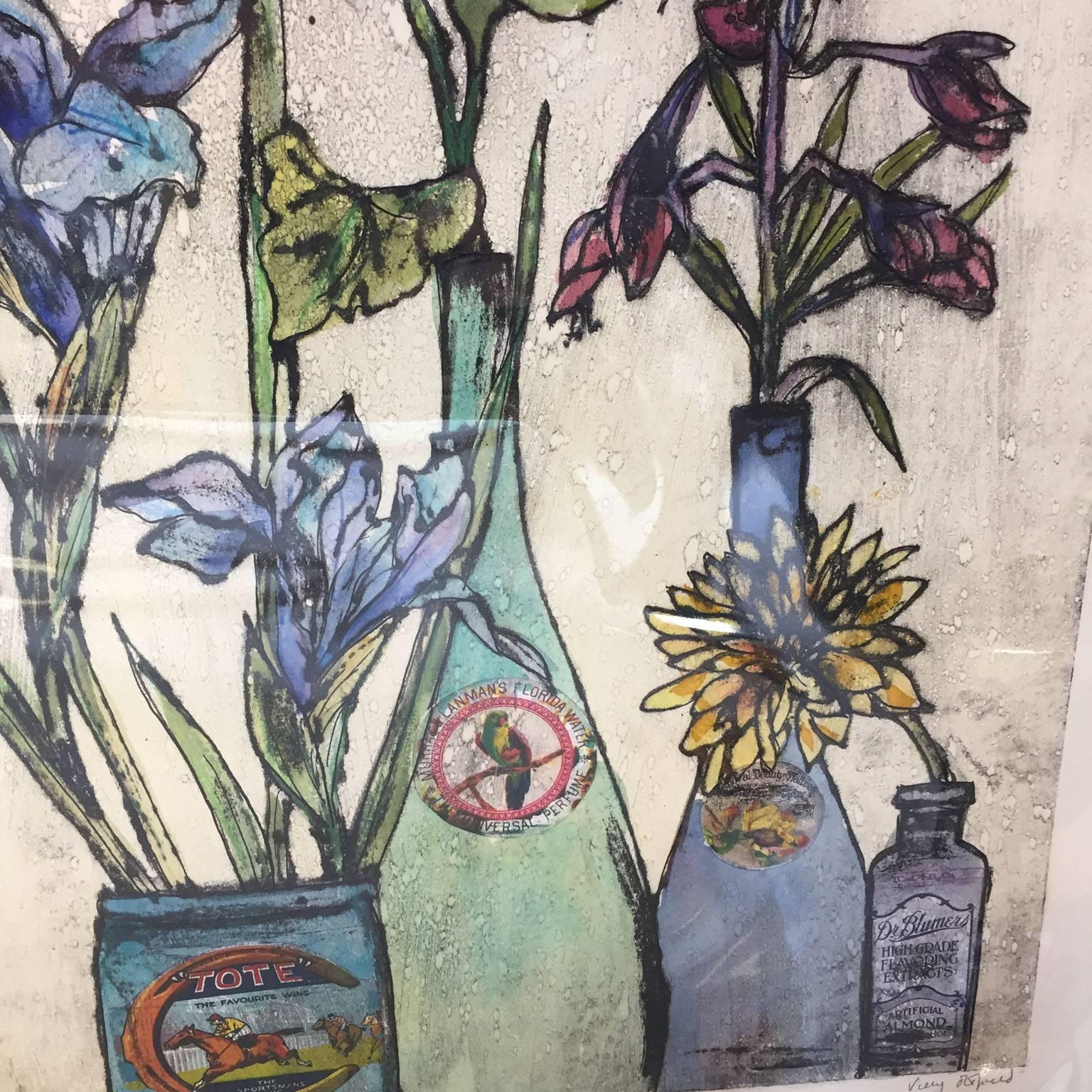 Flores de verano, naturaleza muerta, arte floral, impresión de edición limitada, Vicky Oldfield en venta 4