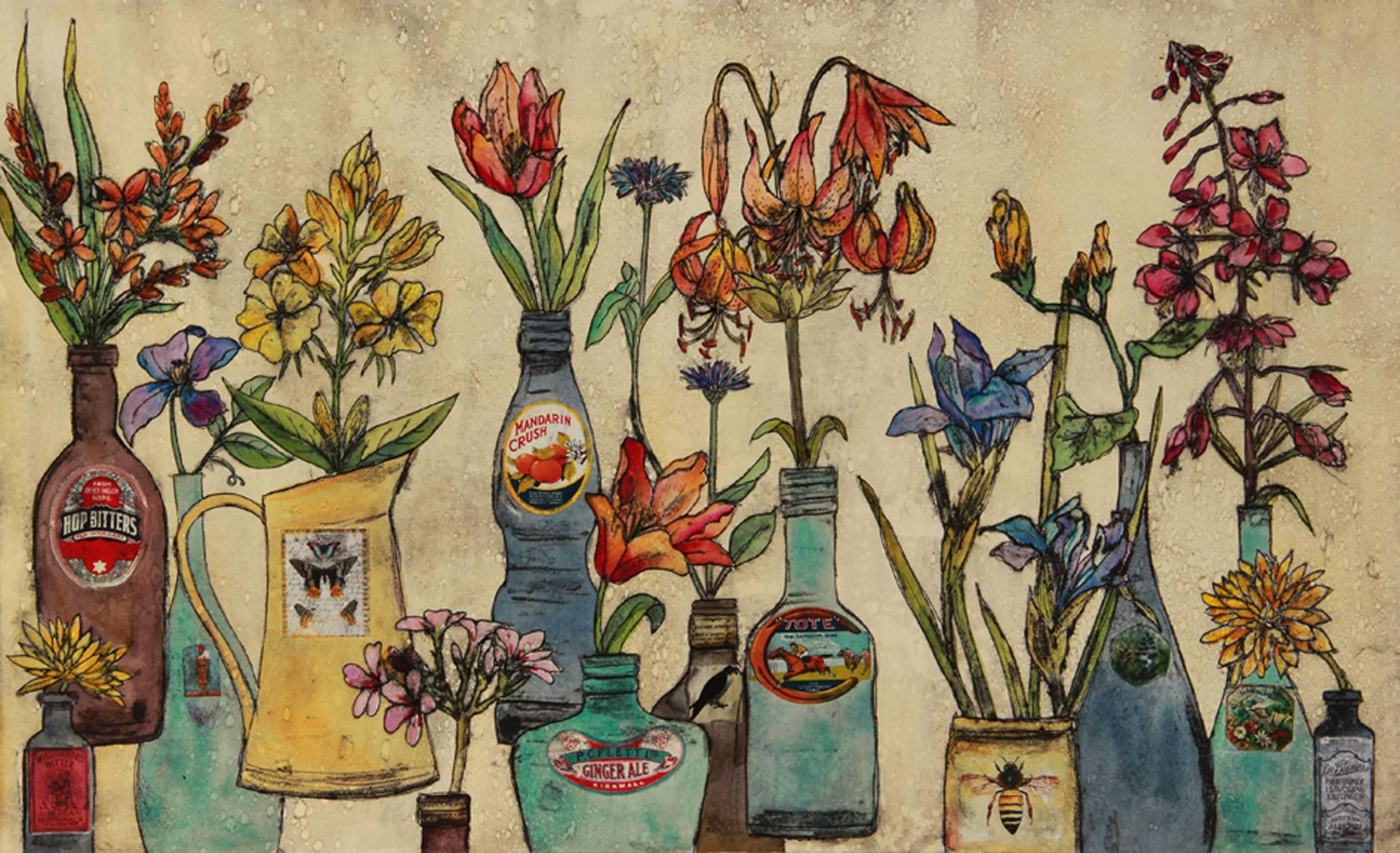 Summer Flowers, still life, floral art, limited edition print, Vicky Oldfield