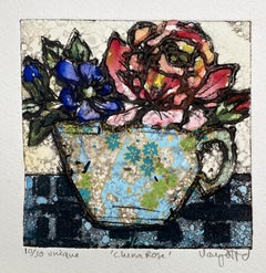 Vicky Oldfield, China Rose, Limited Edition Still Life Print, Affordable Art