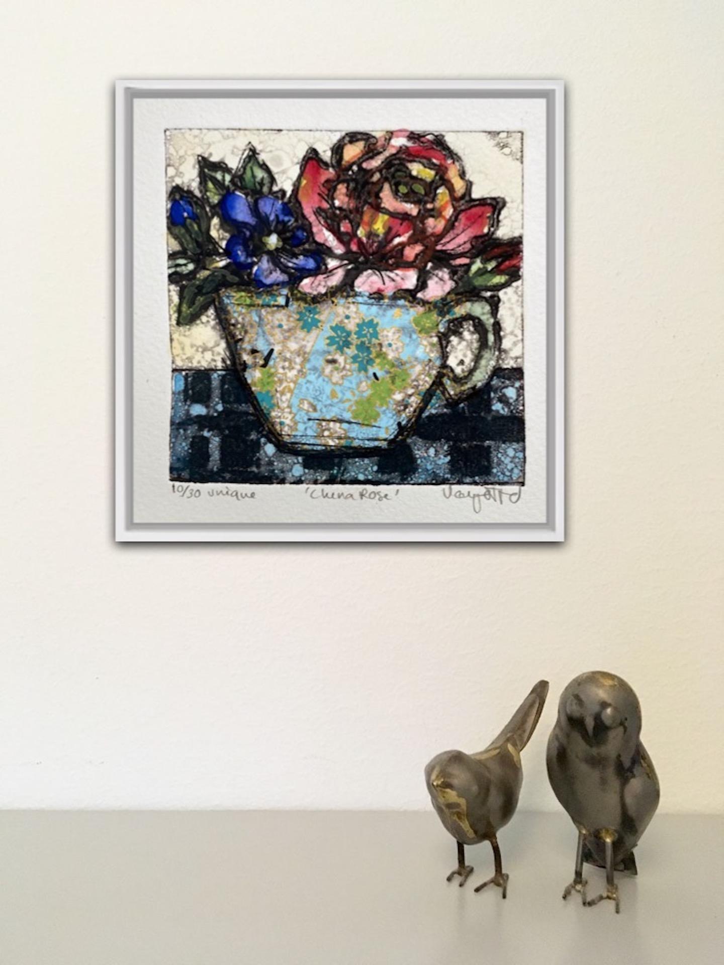 Vicky Oldfield, China Rose, Limited Edition Still Life Print, Affordable Art For Sale 1